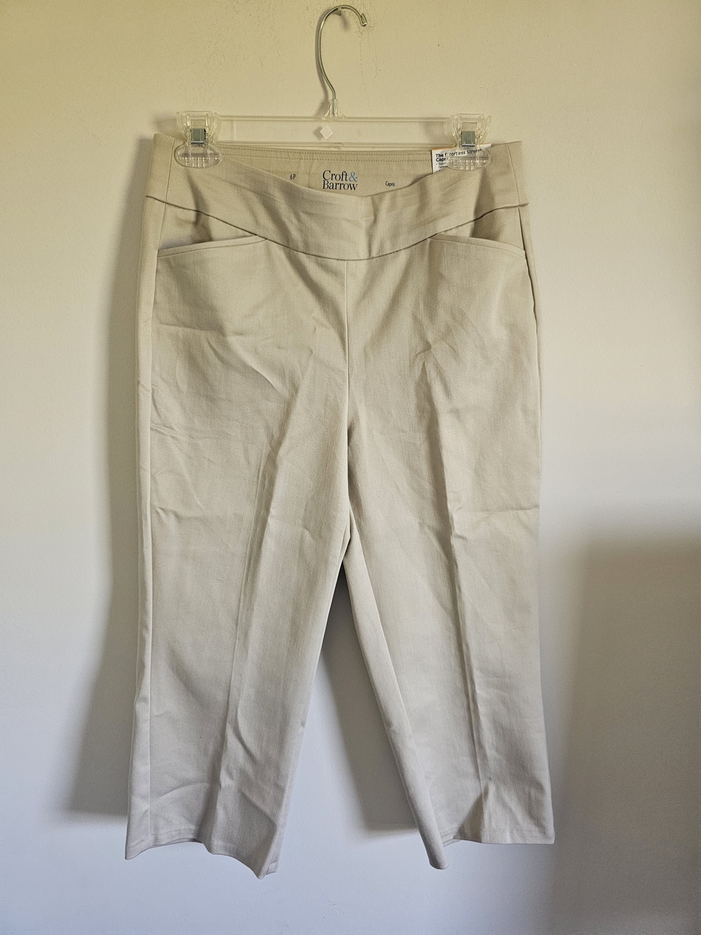 croft & barrow Cream Cropped Pull-On Ankle Pants